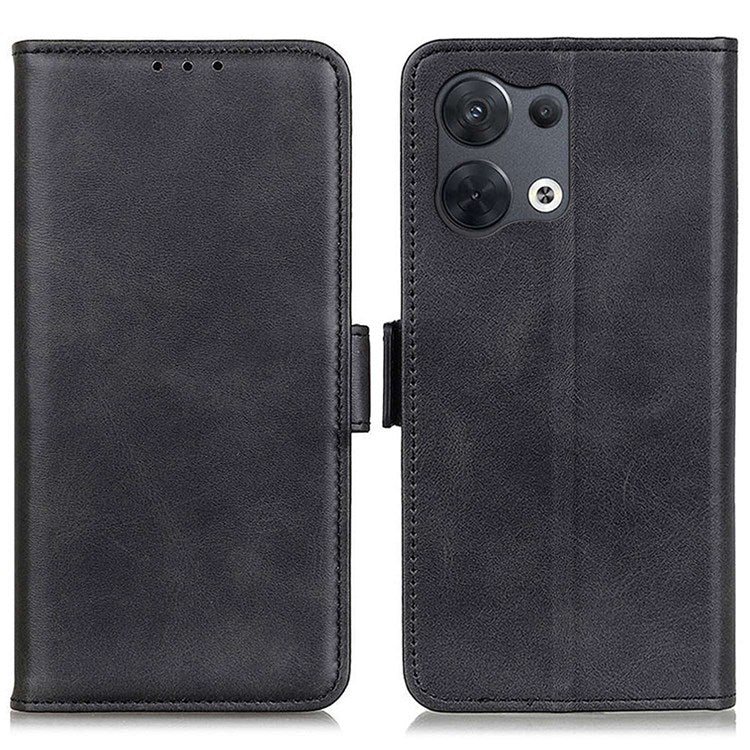 Side Magnetic Clasp PU Leather Case for Oppo Reno8 5G (Global Version) / Oppo Reno8 5G, Wallet Stand Full Protection Phone Cover - Black