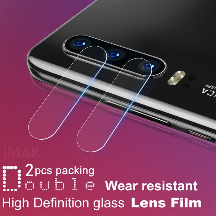 IMAK 2Pcs/Pack Anti-scratch HD Glass Mobile Camera Lens Film for Huawei P30 -Transparent