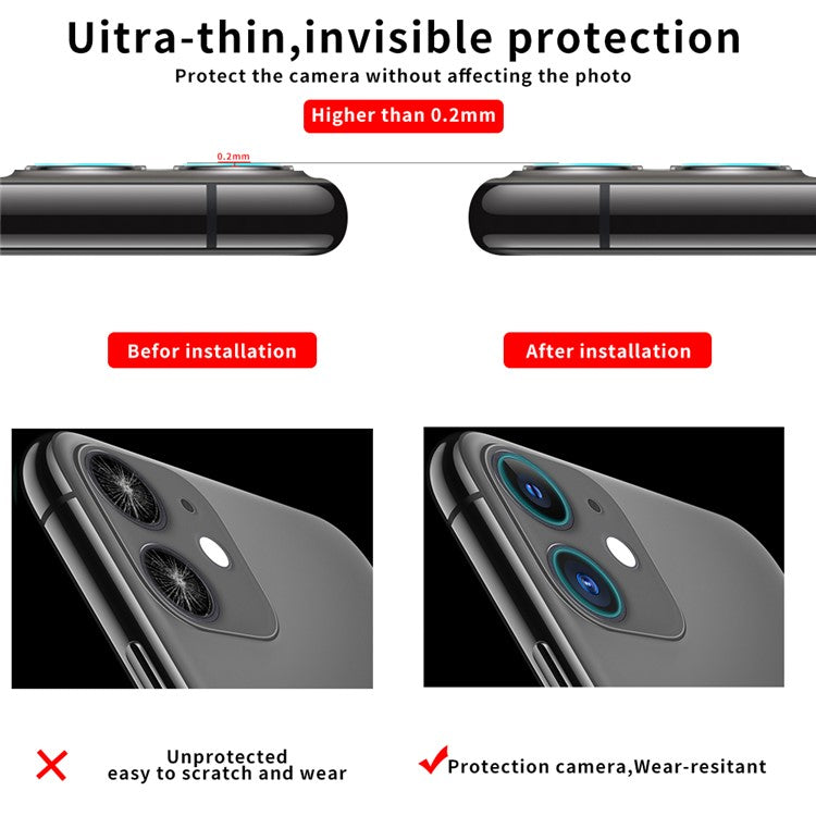 Ultra-thin Full Coverage Clear Tempered Glass Camera Lens Protective Film for iPhone 11 6.1 inch