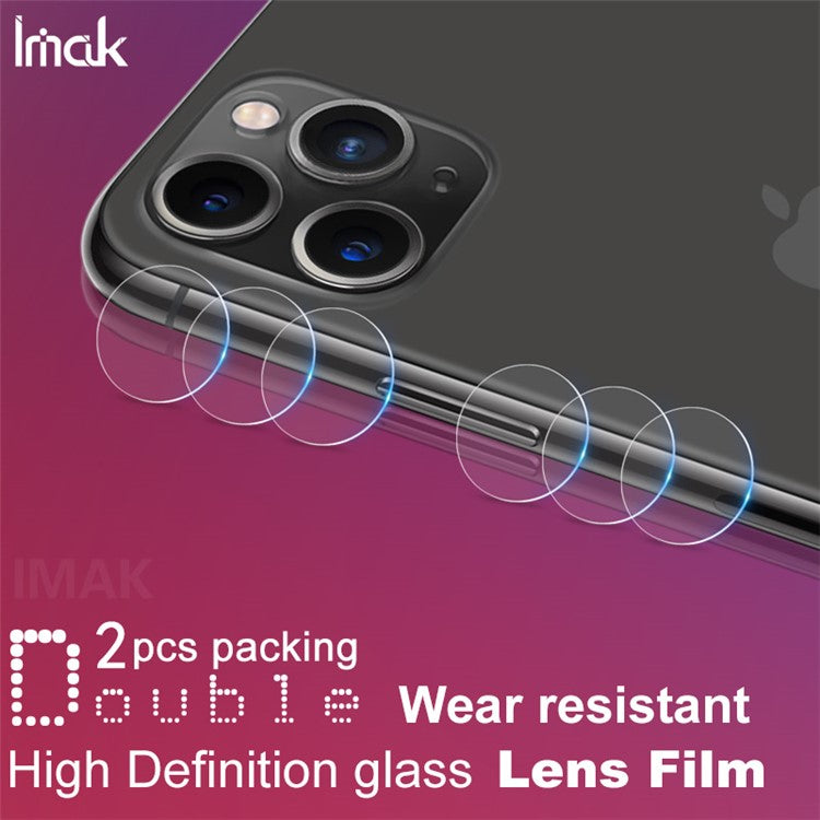 IMAK 2Pcs/Pack Ultra-Clear Tempered Glass Camera Lens Protector for iPhone 11 Pro / iPhone 11 Pro Max