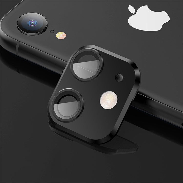 Disguise Into iPhone 11 Camera Lens Sticker Upgraded Metal Cover for Apple iPhone XR 6.1 inch - Black