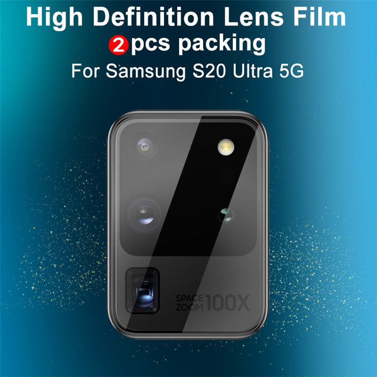 IMAK 2Pcs/Pack High Definition Tempered Glass Camera Lens Protector for Samsung Galaxy S20 Ultra 5G