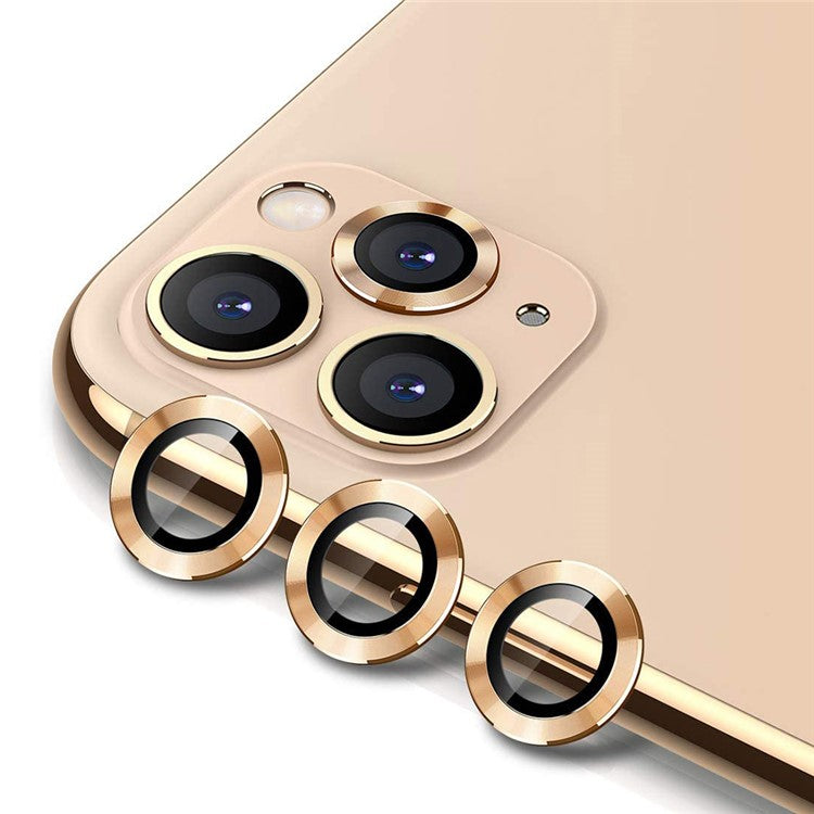 ENKAY 3Pcs/Set Metal Frame + Tempered Glass Phone Camera Lens Protector for Apple iPhone 11 Pro / 11 Pro Max - Gold