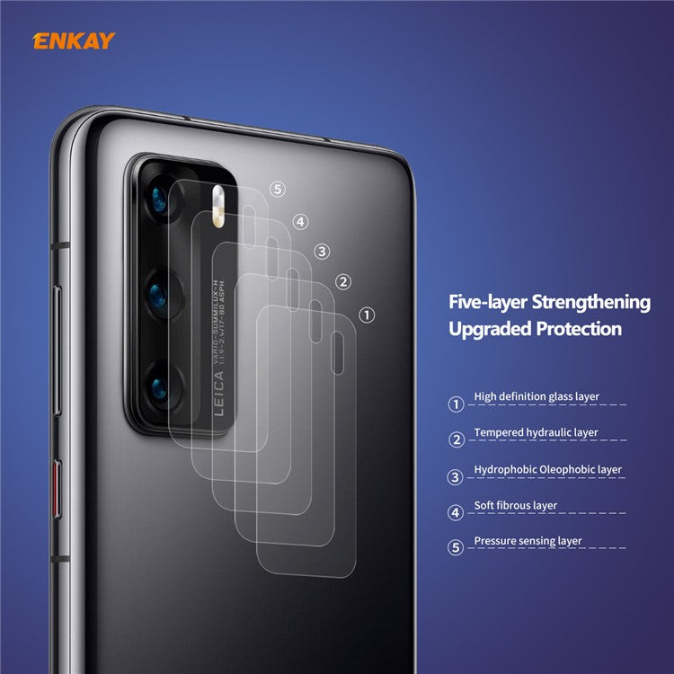 2Pcs ENKAY HAT PRINCE for Huawei P40 [0.2mm 9H 2.15D Arc Edges] Tempered Glass Back Camera Lens Guard Films