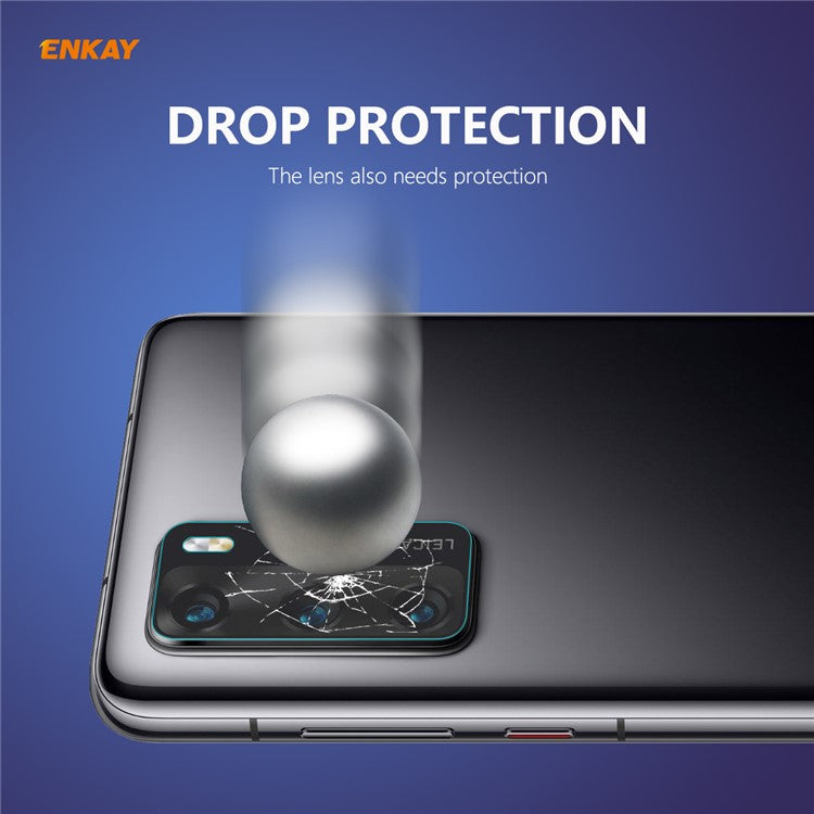 2Pcs ENKAY HAT PRINCE for Huawei P40 [0.2mm 9H 2.15D Arc Edges] Tempered Glass Back Camera Lens Guard Films