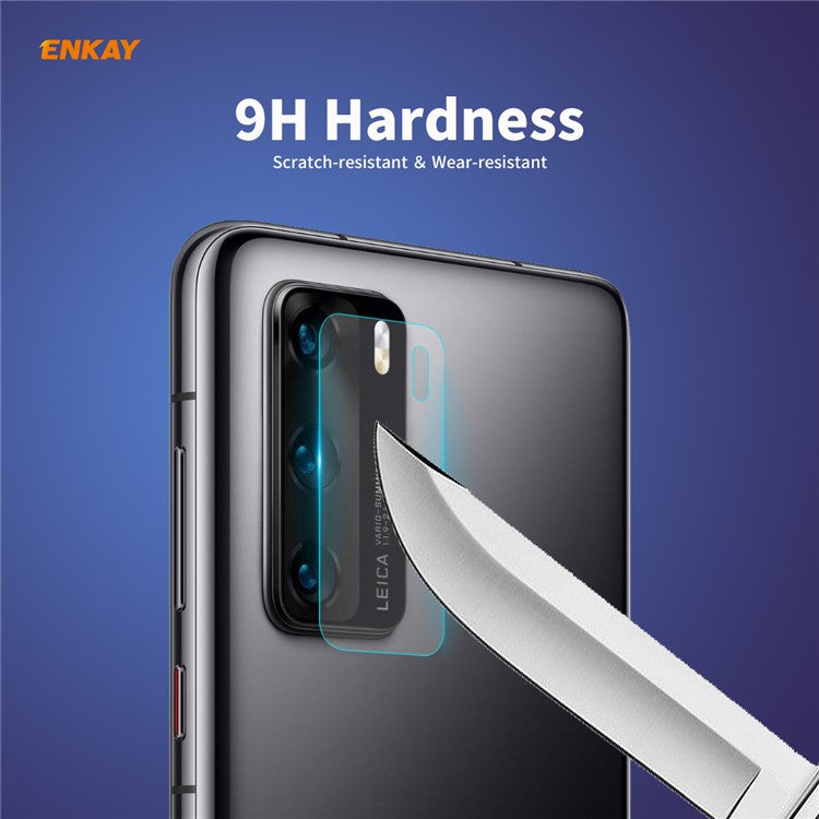 2Pcs ENKAY HAT PRINCE for Huawei P40 [0.2mm 9H 2.15D Arc Edges] Tempered Glass Back Camera Lens Guard Films