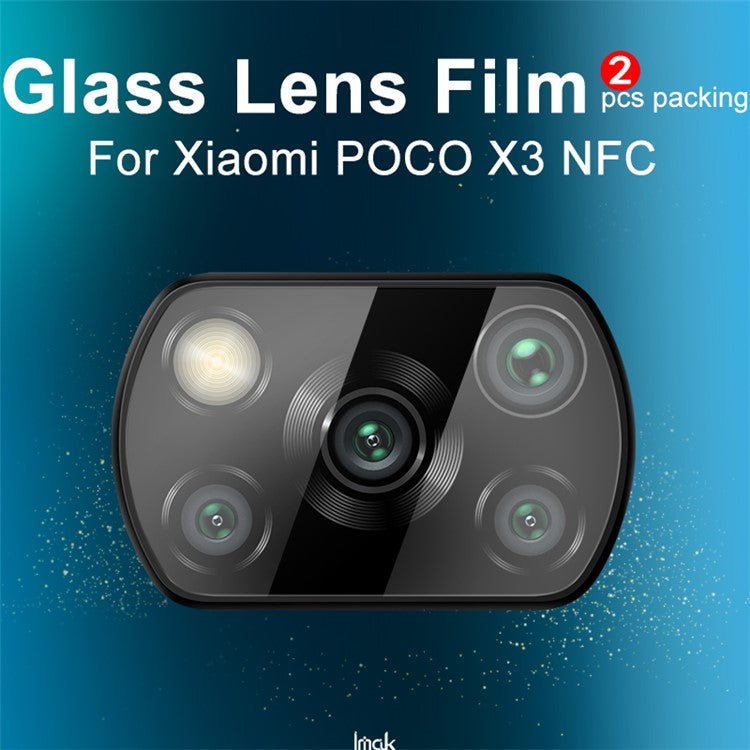 IMAK 2Pcs/Pack Clear Tempered Glass Camera Lens Film for Xiaomi Poco X3 NFC