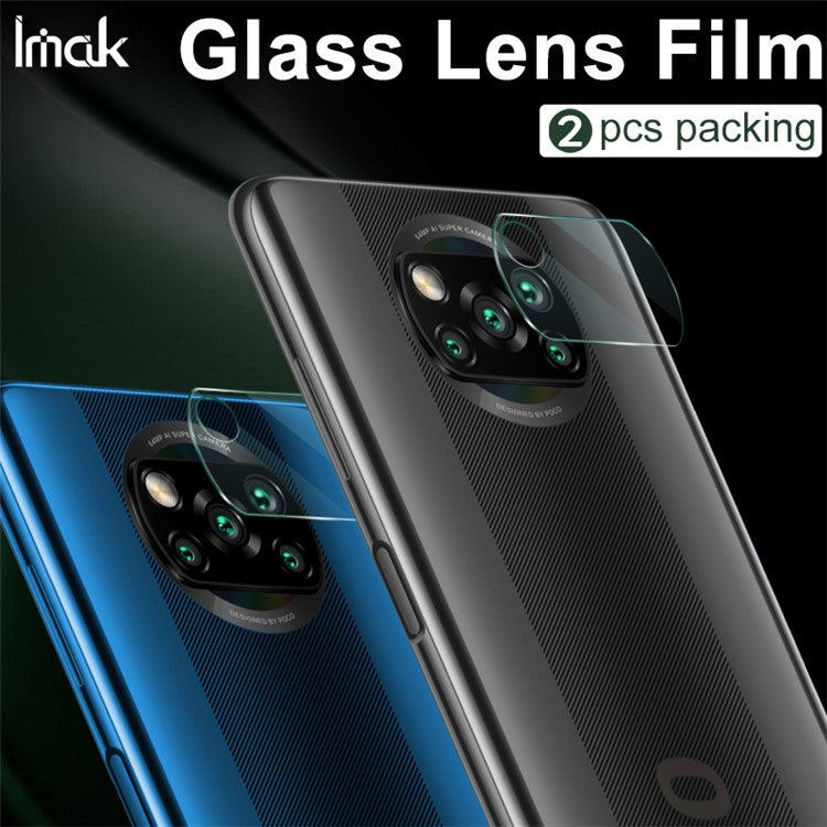 IMAK 2Pcs/Pack Clear Tempered Glass Camera Lens Film for Xiaomi Poco X3 NFC