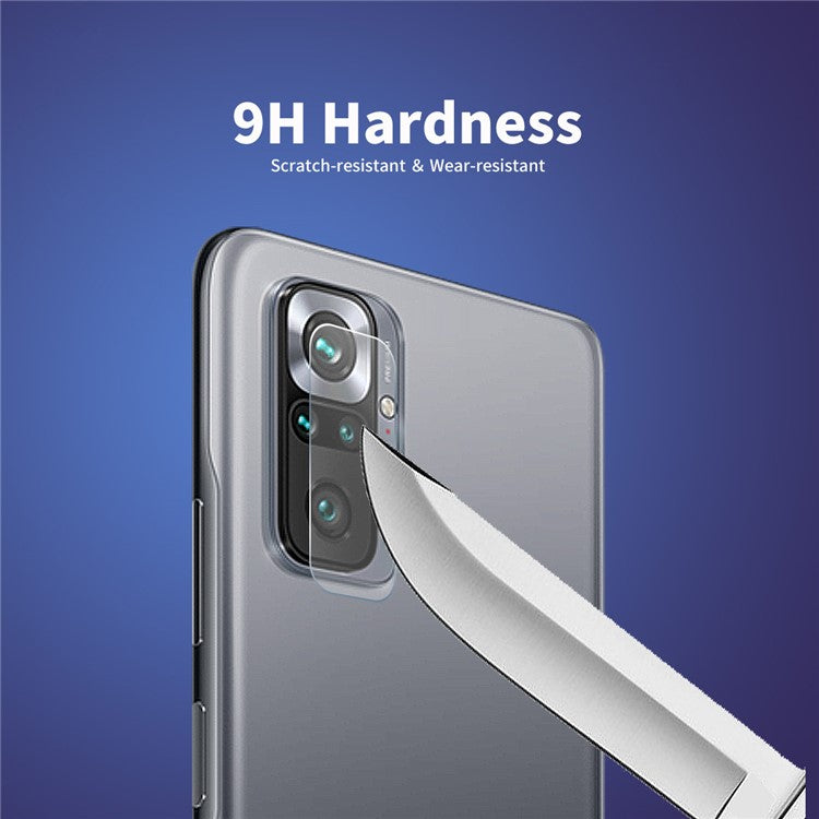 2Pcs ENKAY HAT PRINCE Wear-resistant Ultra Clear Camera Lens Film for Xiaomi Redmi Note 10 Pro/10 Pro Max 0.2mm 9H 2.15D Arc Edge Tempered Glass Protector