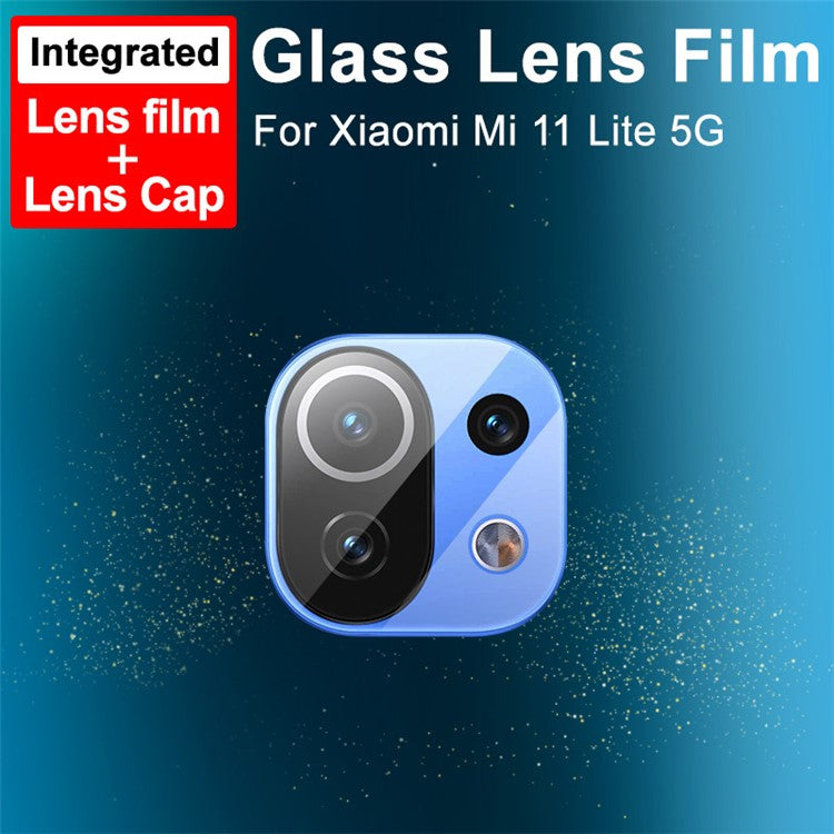 IMAK Anti-Scratch HD Tempered Glass Camera Lens Film + Lens Cap for Xiaomi Mi 11 Lite 5G / 4G / 11 Lite 5G NE