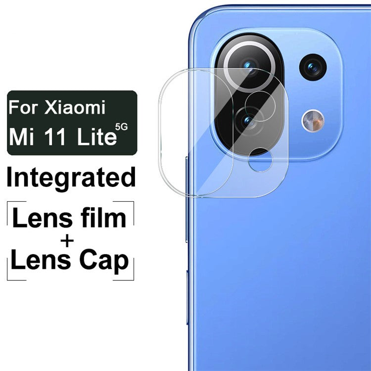 IMAK Anti-Scratch HD Tempered Glass Camera Lens Film + Lens Cap for Xiaomi Mi 11 Lite 5G / 4G / 11 Lite 5G NE