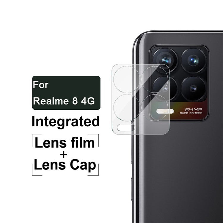 IMAK Anti-Scratch Tempered Glass High Definition Camera Lens Film + Lens Cap for Realme 8 4G