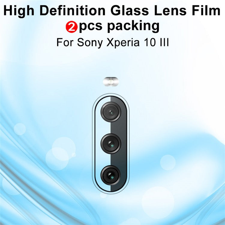 2Pcs/Pack IMAK Camera Lens Full Coverage High Transparency Protective Glass Film for Sony Xperia 10 III