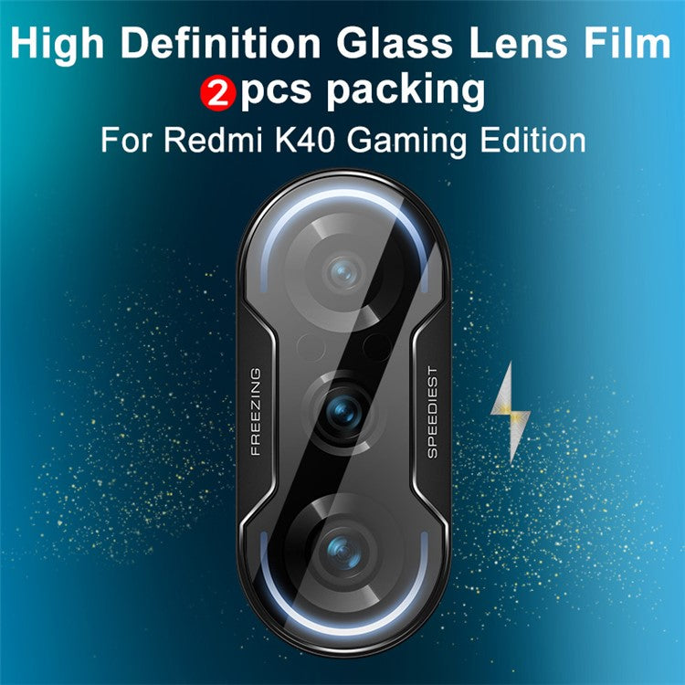 2pcs/Set IMAK High Definition Tempered Glass Camera Lens Film Protector for Xiaomi Redmi K40 Gaming