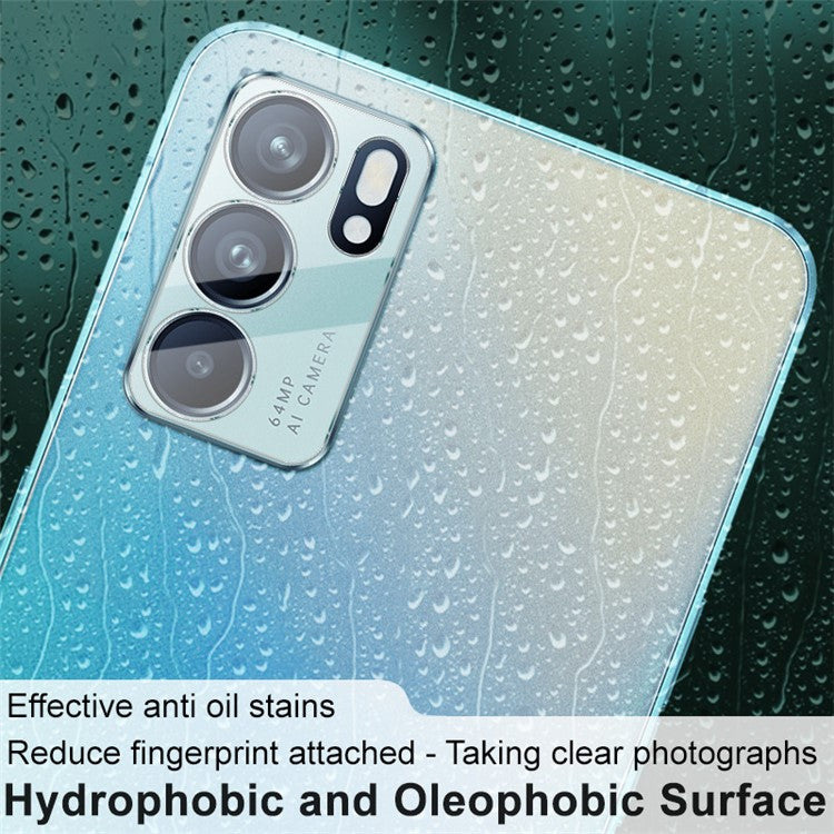 IMAK High Definition Tempered Glass Anti-Scratch Camera Lens Film + Acrylic Lens Cap for Oppo Reno6 5G