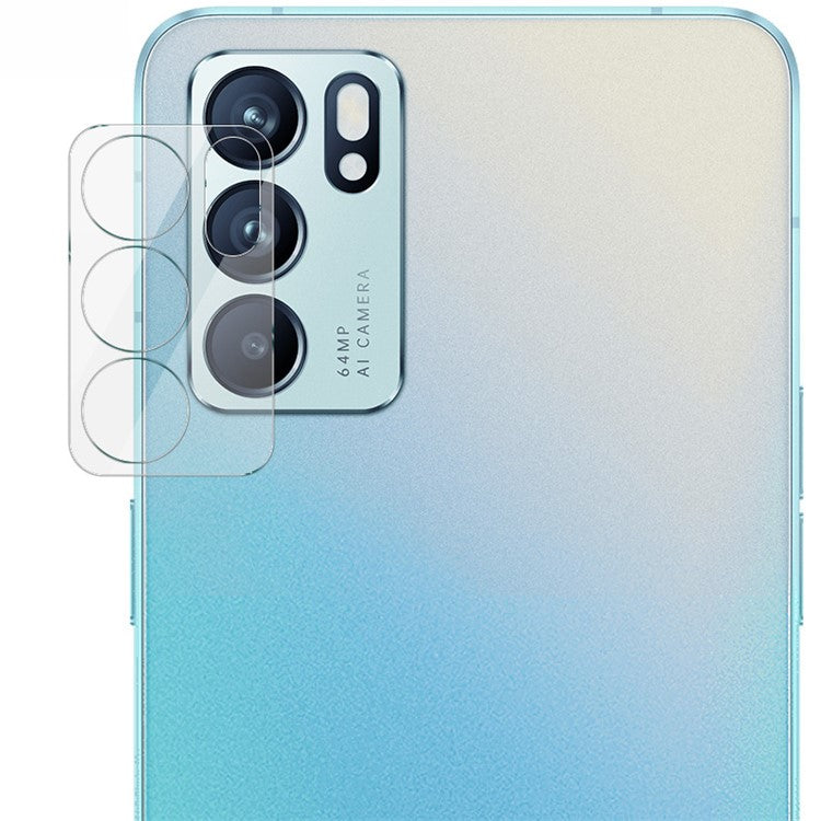 IMAK High Definition Tempered Glass Anti-Scratch Camera Lens Film + Acrylic Lens Cap for Oppo Reno6 5G