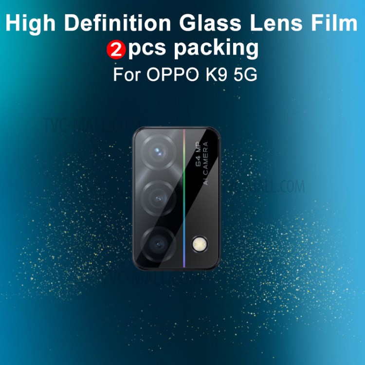 2Pcs/Pack IMAK Ultra Clear Wear-resistant Camera Lens Tempered Glass Film Protector for Oppo K9 5G