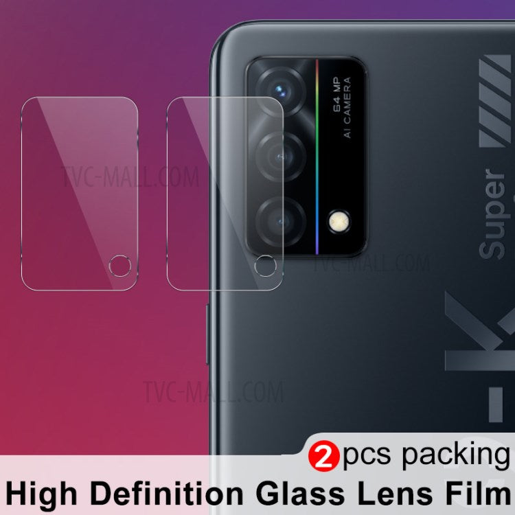 2Pcs/Pack IMAK Ultra Clear Wear-resistant Camera Lens Tempered Glass Film Protector for Oppo K9 5G