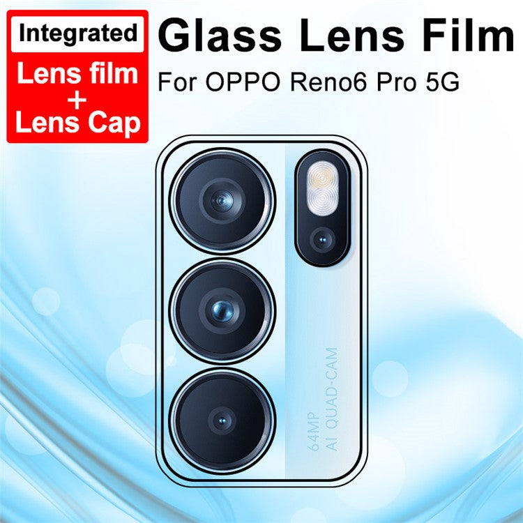 IMAK High Definition Tempered Glass Clear Image Camera Lens Film + Lens Cap for Oppo Reno6 Pro 5G (MediaTek)