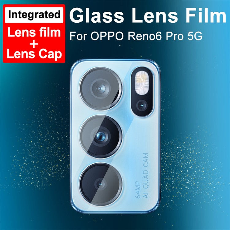 IMAK High Definition Tempered Glass Clear Image Camera Lens Film + Lens Cap for Oppo Reno6 Pro 5G (MediaTek)