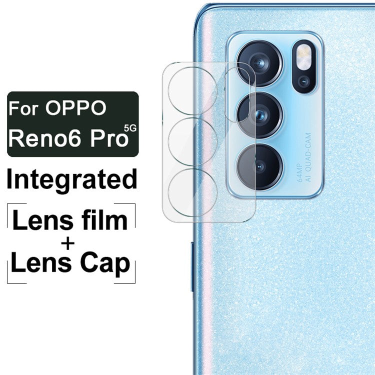 IMAK High Definition Tempered Glass Clear Image Camera Lens Film + Lens Cap for Oppo Reno6 Pro 5G (MediaTek)