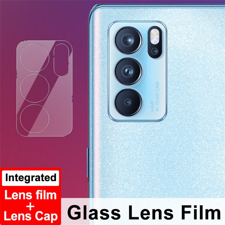 IMAK High Definition Tempered Glass Clear Image Camera Lens Film + Lens Cap for Oppo Reno6 Pro 5G (MediaTek)