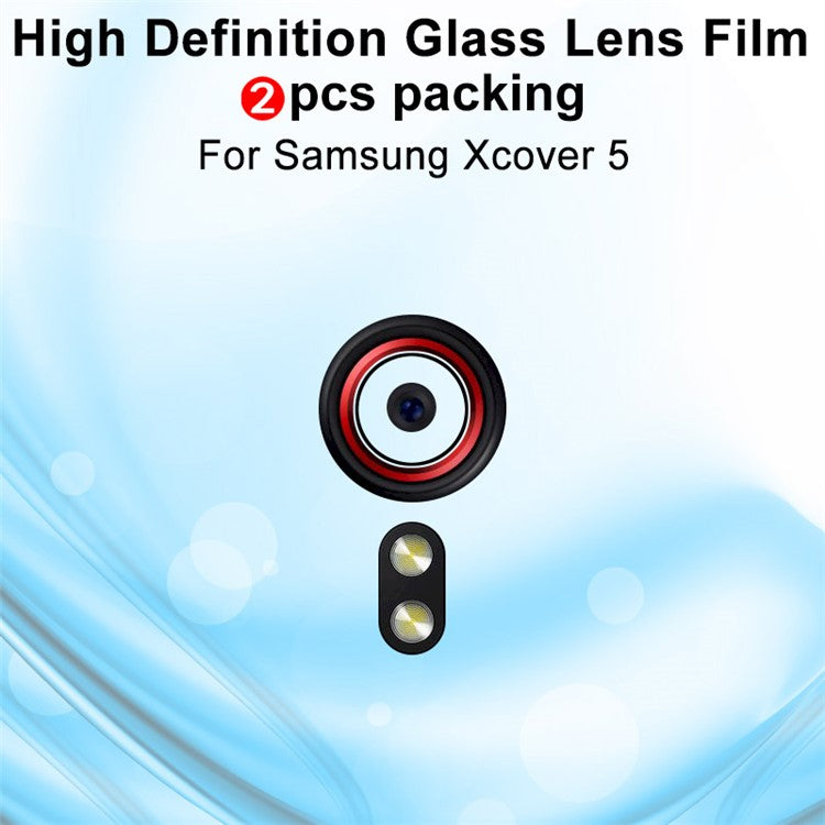 IMAK 2Pcs/Pack Tempered Glass Camera Lens Protector Films for Samsung Galaxy Xcover 5