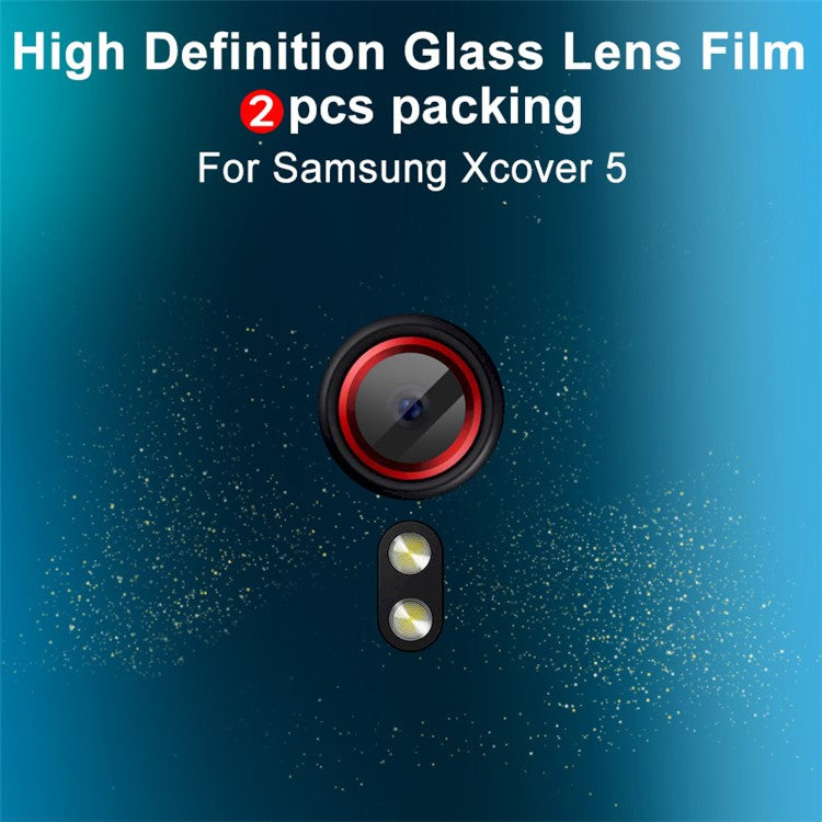 IMAK 2Pcs/Pack Tempered Glass Camera Lens Protector Films for Samsung Galaxy Xcover 5