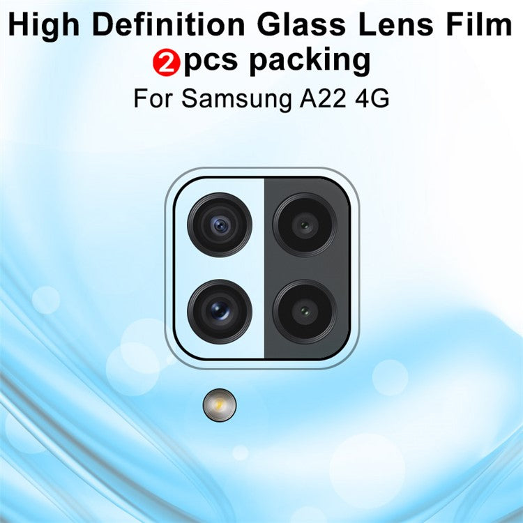 IMAK 2Pcs / Pack High Definition Lens Film for Samsung Galaxy A22 4G (EU Version) Scratch Resistant Tempered Glass Camera Lens Protector