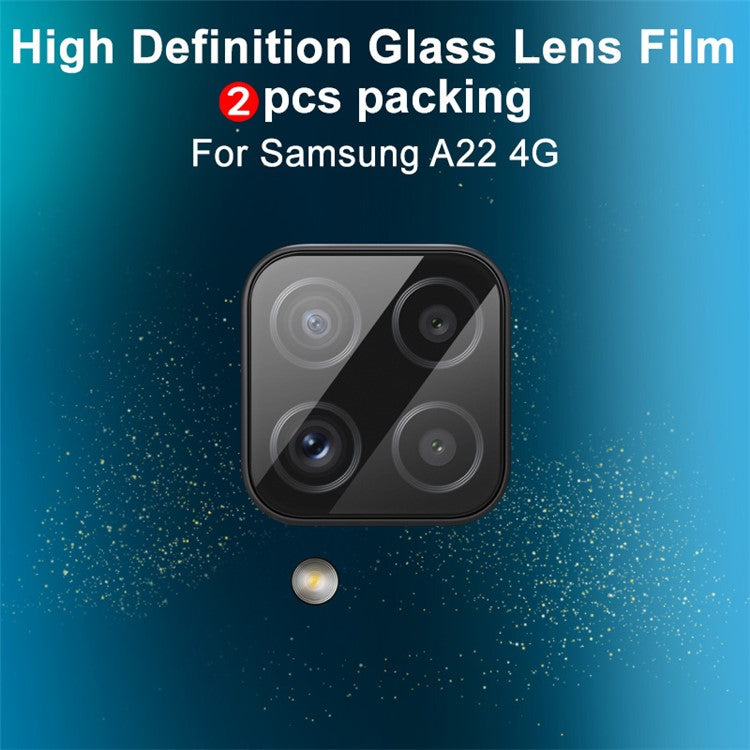 IMAK 2Pcs / Pack High Definition Lens Film for Samsung Galaxy A22 4G (EU Version) Scratch Resistant Tempered Glass Camera Lens Protector