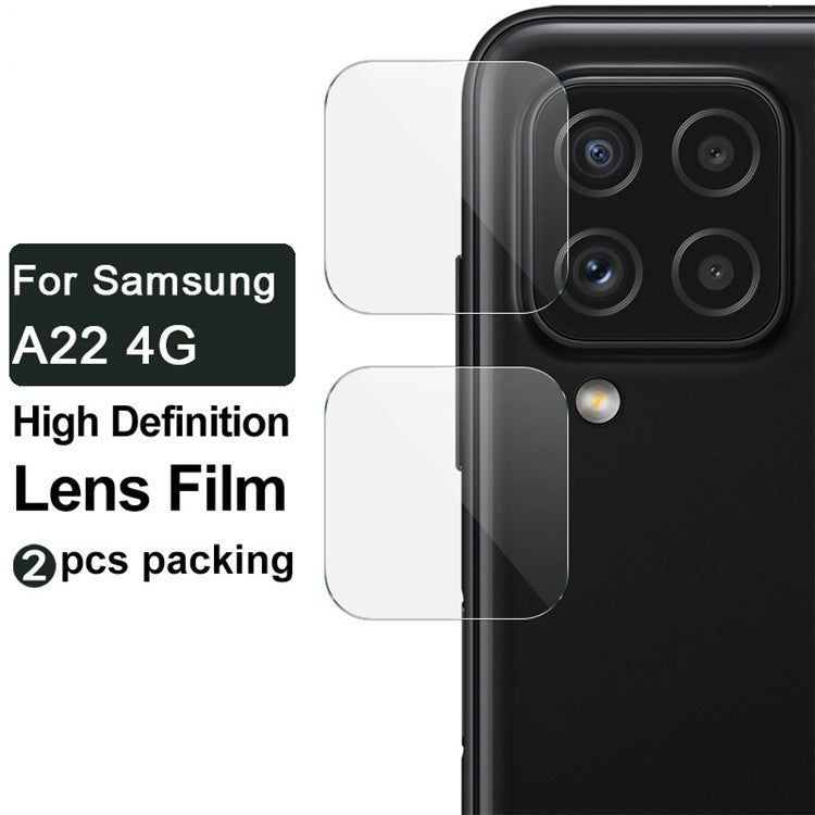 IMAK 2Pcs / Pack High Definition Lens Film for Samsung Galaxy A22 4G (EU Version) Scratch Resistant Tempered Glass Camera Lens Protector