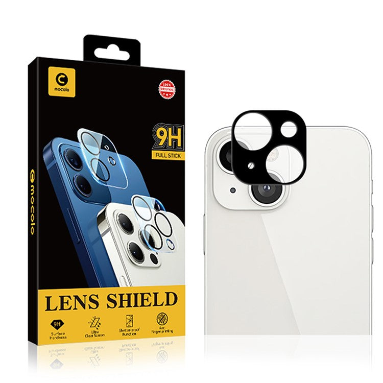 MOCOLO Camera Lens Protector for iPhone 13 6.1 inch, Silk Printing Tempered Glass Anti-Fingerprint Anti-Scratch Camera Lens Film - Black