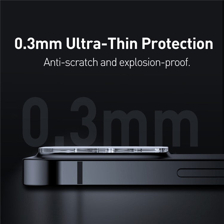 2Pcs/Set BASEUS Full-Frame Lens Film Ultra Clear Tempered Glass Camera Lens Protector for iPhone 13 Pro 6.1 inch/13 Pro Max 6.7 inch Three Camera (2021) - Transparent