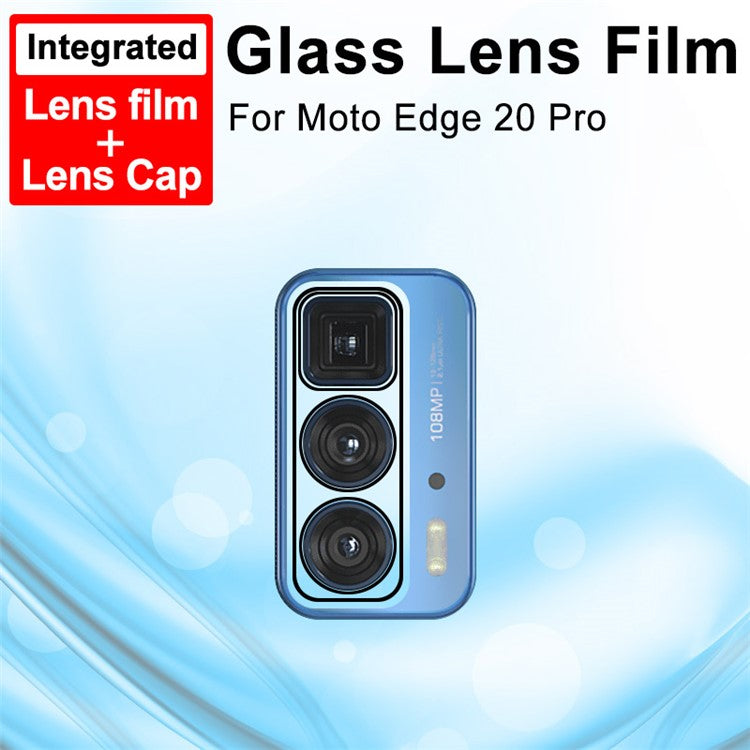 IMAK Anti-Scratch Full Coverage Tempered Glass Camera Lens Film + High Transparency Acrylic Lens Cap for Motorola Edge 20 Pro/Edge S Pro