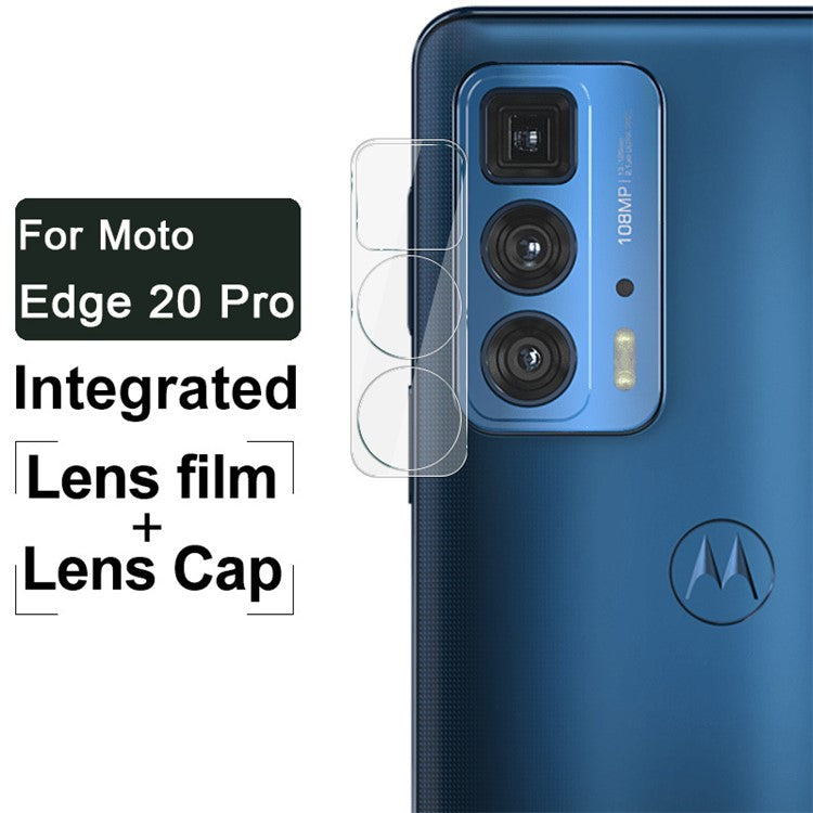 IMAK Anti-Scratch Full Coverage Tempered Glass Camera Lens Film + High Transparency Acrylic Lens Cap for Motorola Edge 20 Pro/Edge S Pro