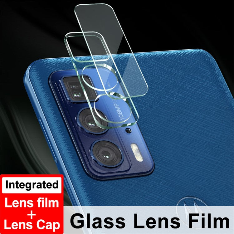 IMAK Anti-Scratch Full Coverage Tempered Glass Camera Lens Film + High Transparency Acrylic Lens Cap for Motorola Edge 20 Pro/Edge S Pro