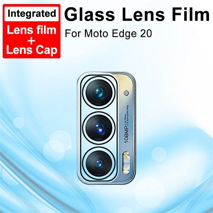 IMAK Wear-Resistant Tempered Glass Lens Film Covered with High Transparency Acrylic Lens Cap for Motorola Edge 20/Edge Lite Luxury Edition