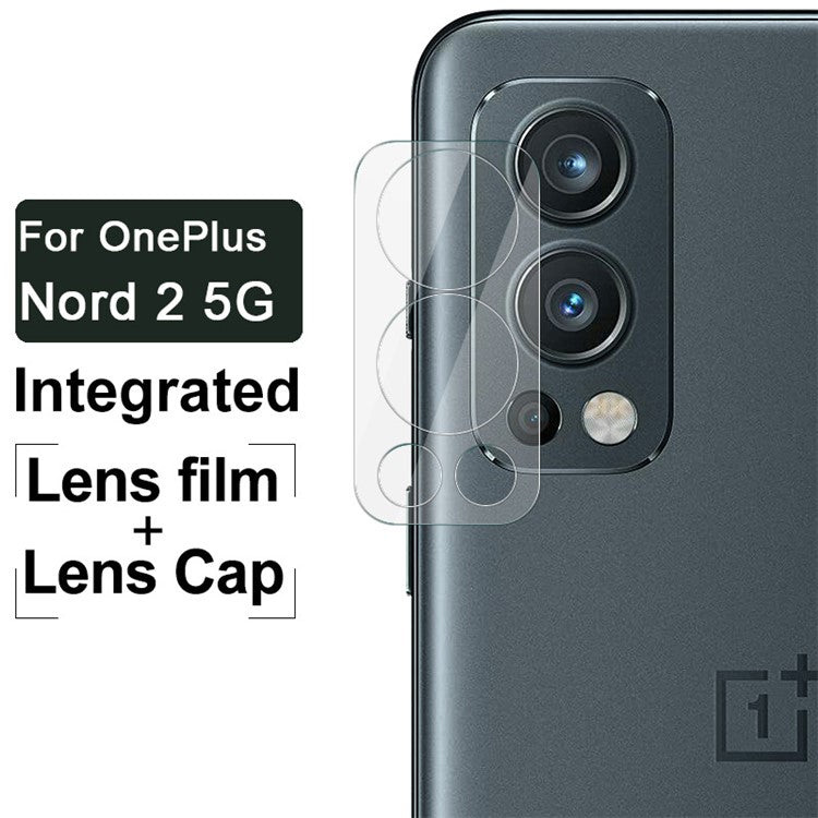 IMAK High Light Transmittance Full Coverage Tempered Glass Camera Lens Film with High Transparency Acrylic Lens Cap for OnePlus Nord 2 5G