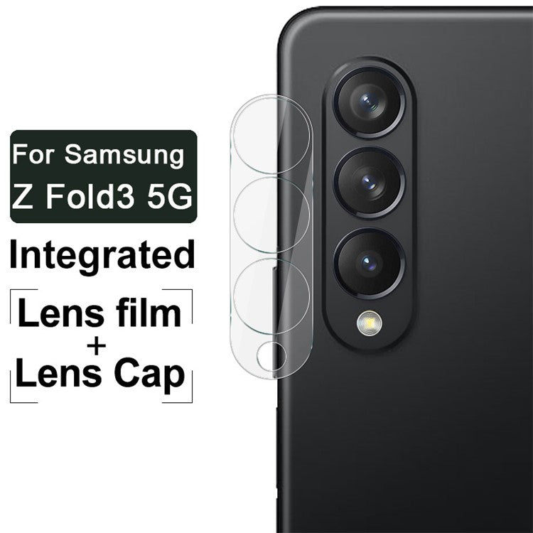 IMAK Anti-Scratch High Definition Tempered Glass Camera Lens Protector + Acrylic Lens Cap for Samsung Galaxy Z Fold3 5G