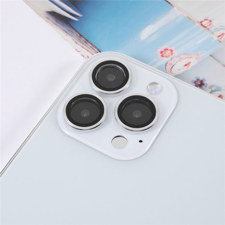 3pcs/Set Ultra Clear Monochrome AGC Glass Camera Lens Film Guard for iPhone 13 Pro 6.1 inch/13 Pro Max 6.7 inch - Silver