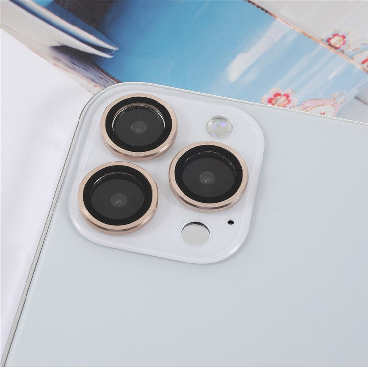 3pcs/Set Ultra Clear Monochrome AGC Glass Camera Lens Film Guard for iPhone 13 Pro 6.1 inch/13 Pro Max 6.7 inch - Gold