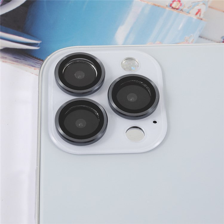 3pcs/Set Ultra Clear Monochrome AGC Glass Camera Lens Film Guard for iPhone 13 Pro 6.1 inch/13 Pro Max 6.7 inch - Black