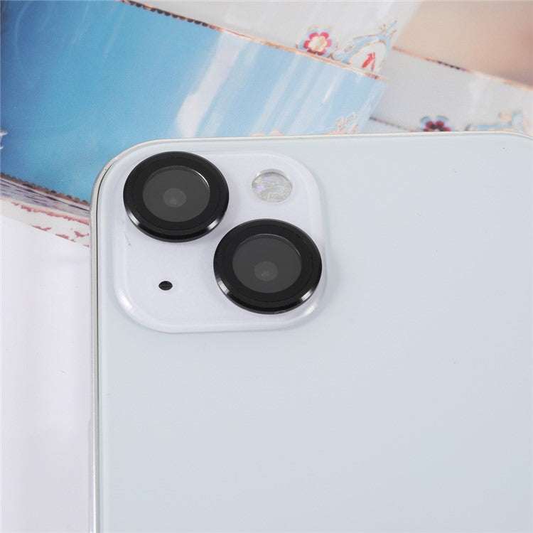 2pcs/Set Monochrome Design AGC Glass Camera Lens Protector Film Guard for iPhone 13/13 mini - Black