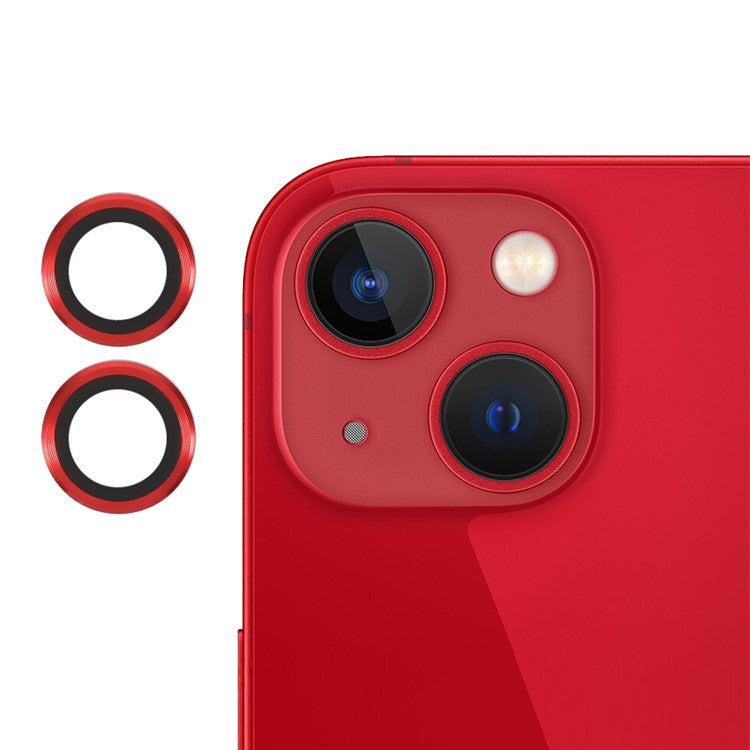 2pcs/Set Monochrome Design AGC Glass Camera Lens Protector Film Guard for iPhone 13/13 mini - Red