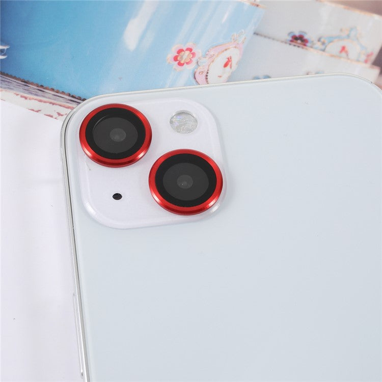 2pcs/Set Monochrome Design AGC Glass Camera Lens Protector Film Guard for iPhone 13/13 mini - Red