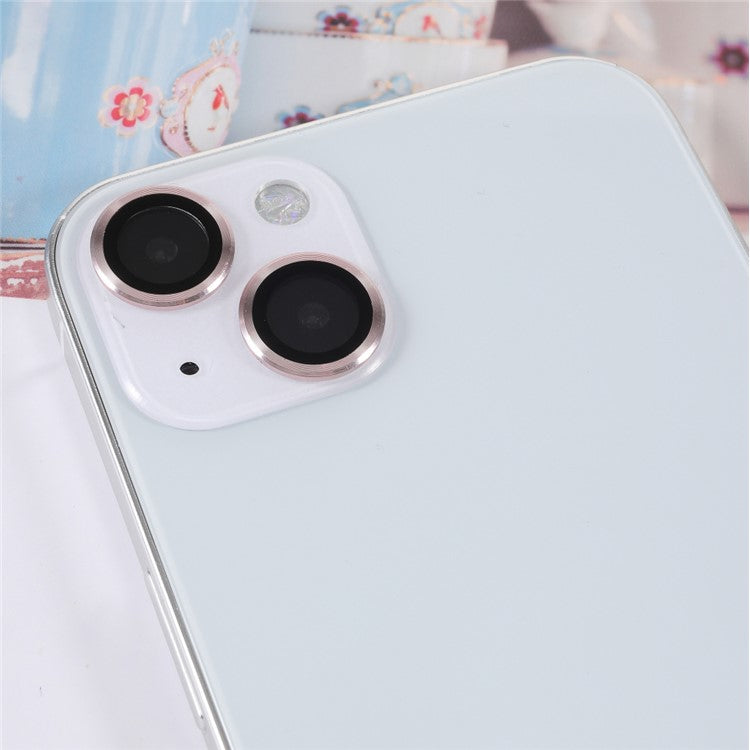 2pcs/Set Monochrome Design AGC Glass Camera Lens Protector Film Guard for iPhone 13/13 mini - Gold