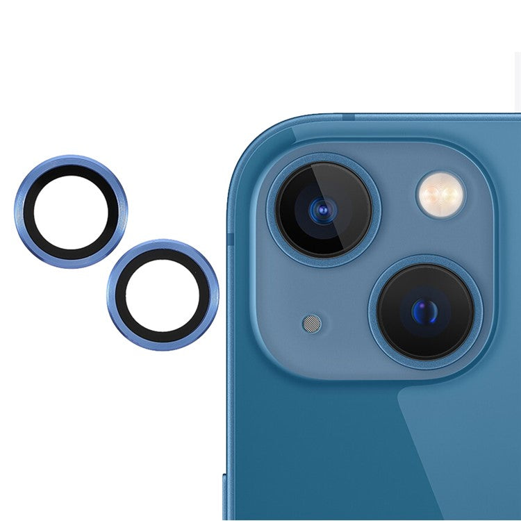 2pcs/Set Monochrome Design AGC Glass Camera Lens Protector Film Guard for iPhone 13/13 mini - Blue