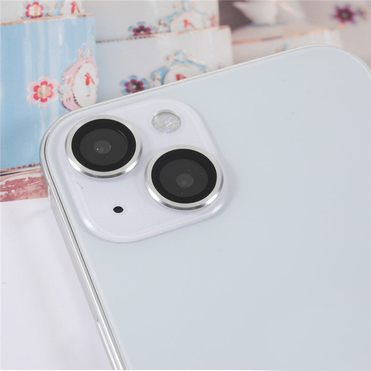 2pcs/Set Monochrome Design AGC Glass Camera Lens Protector Film Guard for iPhone 13/13 mini - Silver