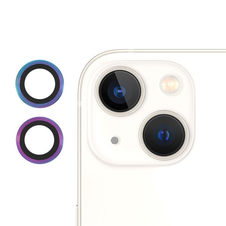 2pcs/Set Monochrome Design AGC Glass Camera Lens Protector Film Guard for iPhone 13/13 mini - Purple