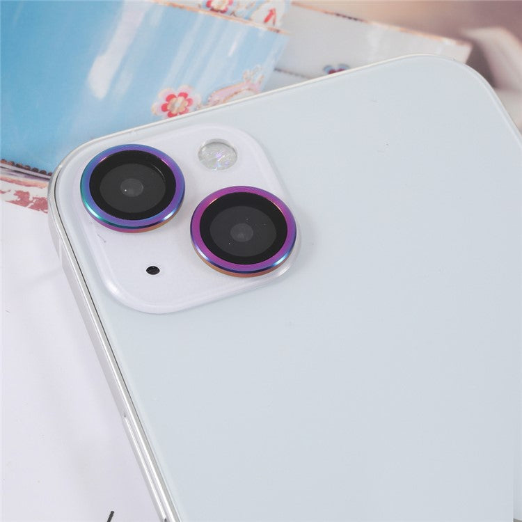 2pcs/Set Monochrome Design AGC Glass Camera Lens Protector Film Guard for iPhone 13/13 mini - Purple